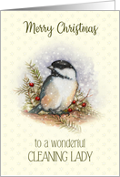 Merry Christmas to a Wonderful Cleaning Lady Chickadee and Berries card