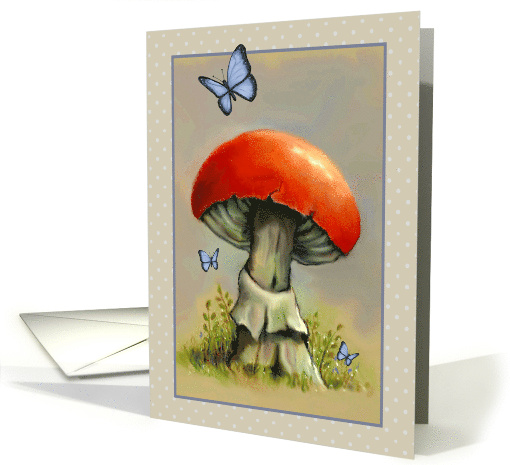 Any Occasion Blank Inside Red Mushroom and Butterflies... (1706336)