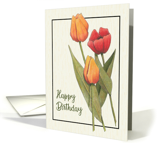 General Happy Birthday With Three Tulips Floral Art card (1724096)