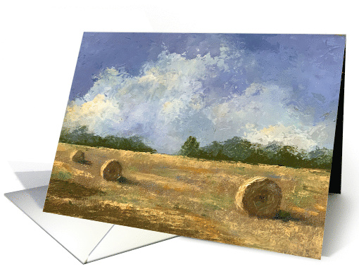 All Occasion Landscape Painting Country Scene with Hay Bales card