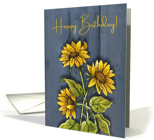 General Birthday With Illustration of Sunflowers on Blue... (1807668)