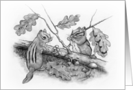 All Occasion Blank Inside with Pencil Illustration of Two Chipmunks card