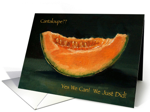 Elopement Announcement: Painting of Cantaloupe: Pun, Funny, Humor card