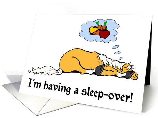 cartoon horse sleeping and dreaming card (208774)