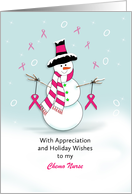 For Nurse-Oncology-Christmas Greeting Card-Snowman-Cancer-Custom card