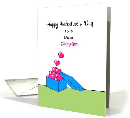 For Daughter Valentine's Day Greeting Card-Pink Hearts in Box card