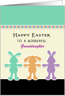 For Granddaughter Easter Greeting Card-Three Bunny Rabbits-Custom Text card