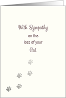 Loss of Cat Pet Sympathy Greeting Card-Faded Paw Prints card