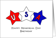 Memorial Day Birthday Greeting Card-Red, White and Blue Star Design card