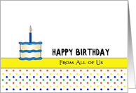 From All of Us Birthday Greeting Card-Birthday Cake, Candle & Dots card