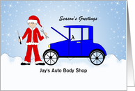 From Car Mechanic Christmas Greeting Card-Vintage Blue Car-Custom card