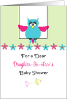 For Daughter-In-Law-Baby Shower Greeting Card-Pink Blue Owl card