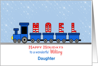 For Military Daughter Christmas Greeting Card-Blue Train-Noel-Custom card