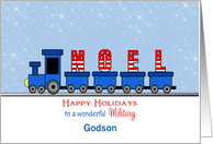 For Military Godson Christmas Greeting Card-Train-Noel-Custom card