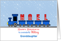 For Military Granddaughter Christmas Greeting Card-Train-Noel-Custom card