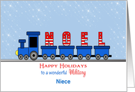 For Military Niece Christmas Greeting Card-Train-Noel-Custom card