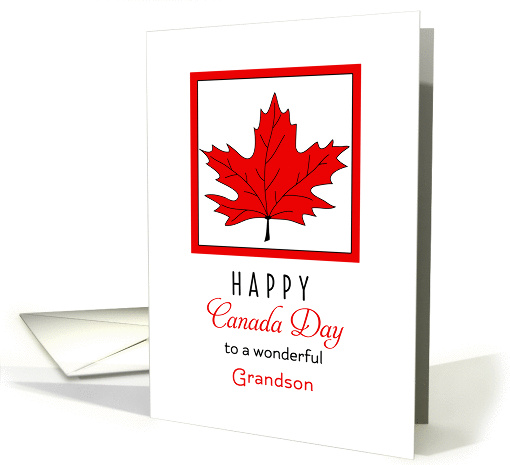 For Grandson Canada Day Greeting Card-Red Maple Leaf card (1087284)