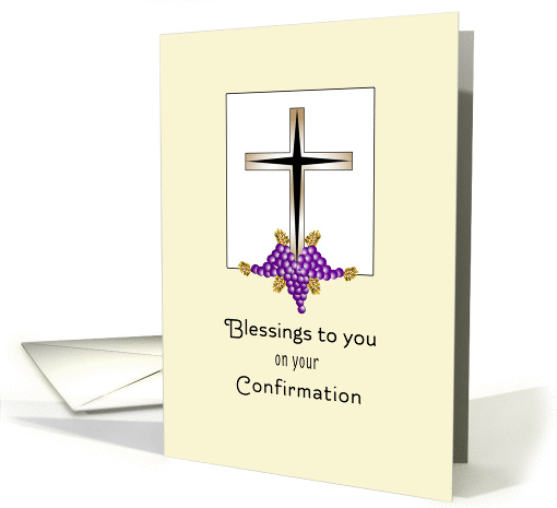 Confirmation Greeting Card with Cross, Grapes and Wheat card (1092300)