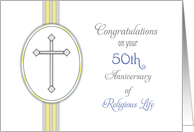 50th Ordination Anniversary Congratulations Card-Religious Life-Cross card