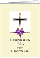For Niece Confirmation Greeting Card-Cross, Grapes & Wheat card