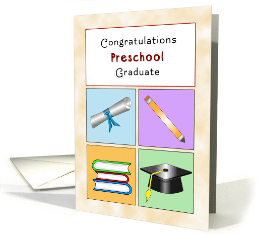 Preschool Graduation Card-Pencil-Diploma-Hat-Books card (1101376)