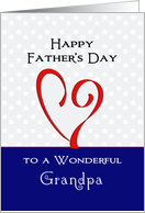 For Grandpa Father’s Day Greeting Card-Red Heart-Star Background card