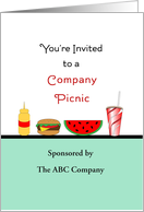 Company Picnic Invitation-Mustard-Hamburger-Watermelon-Cola-Custom card