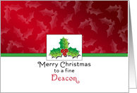 For Deacon Christmas Card-Holly & Berry-Merry Christmas card