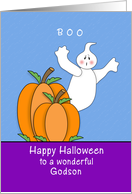 For Godson Halloween Card-Two Pumpkins, Ghost and Boo card