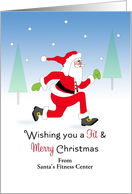 From Fitness Center Christmas Card-Santa Running-Customizable Text card
