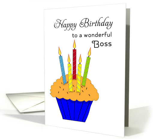 For Boss Birthday Card with Cupcake and Candles card (1158466)