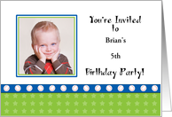 Kids Birthday Party Photo Invitation-Custom Name-Age-Baseballs card