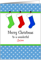 For Son Christmas Card-Christmas Stockings & Snowflakes card