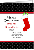 Our New Address Christmas Card-Red Christmas Stocking-Custom Text card