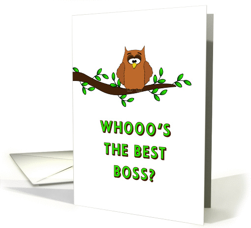 For Boss - Boss's Day Card-Owl Sitting on Tree Branch card (1172718)
