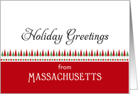 From Massachusetts Christmas Card-Christmas Trees & Star Border card