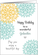 For Godmother Birthday Card - Blue and Light Orange Flowers card
