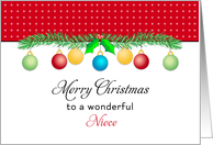 For Niece Christmas Card-Merry Christmas-Ornaments card