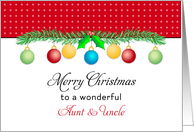 For Aunt & Uncle Christmas Card-Merry Christmas-Ornaments card