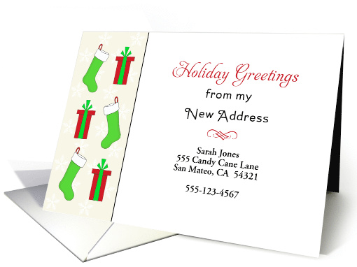 My New Address Christmas Card-Customizable-Stockings & Presents card