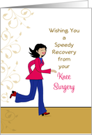 Knee Surgery Get Well Card-Girl Running-Swirls & Swooshes card