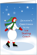 For Ice Skating Coach Christmas Card-Snowman Ice Skater card