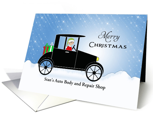 From Auto Mechanic Christmas Card-Customizable Text-Elf-Presents card