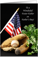 For Foster Father Father’s Day Greeting Card with Baseball Theme card