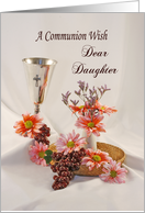 For Daughter First Holy Communion Greeting Card-Chalice-Cross-Grapes card