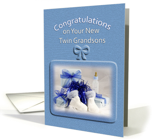 For Twin Grandsons Congratulations Greeting Card Baby