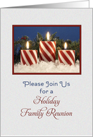 Christmas Family Reunion Party Invitation - Candy Cane Candles card