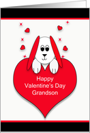 For Grandson Happy Valentine’s Day Greeting Card-Dog-Red Heart card