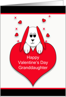 For Granddaughter Happy Valentine’s Day Greeting Card-Dog-Red Heart card