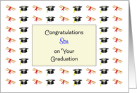 For Son Graduation Greeting Card-Graduation Hats & Diplomas card